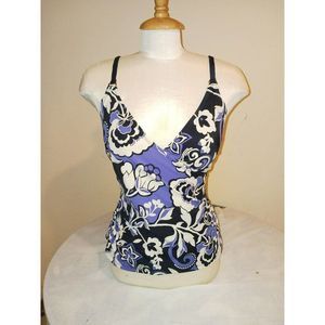 Tropical Escape 12 Tankini top vintage 90s aloha floral hawaiian bra insert